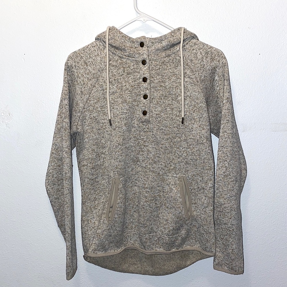 Francesca’s Miami Hoodie Tan Fleece Pullover Small